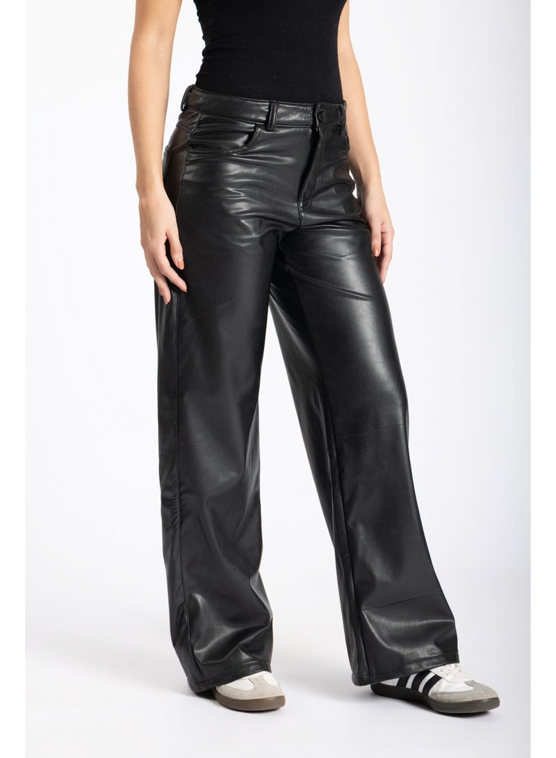 AMICI Straight leg leather trouser black - Image 2